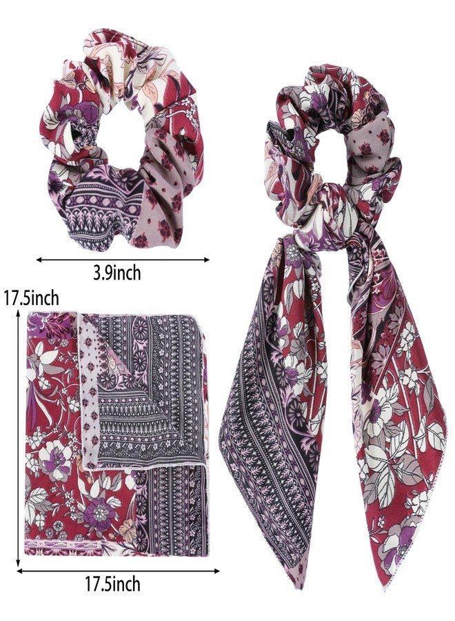 Cutewing Hair Scarf Scrunchie,6PCS Paisley Scarf Ties Flower Bow Scrunchie,2 in 1 Design Long Tail Scrunchies Ponytail Ribbons,No Hurt Accessories for Women Girls - Image 2